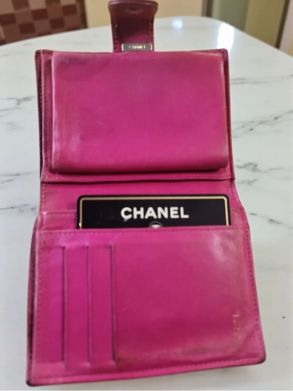 Chanel Pink Caviar Quilted Wallet-On-Chain with Gold Chain - Picture 5 of 11